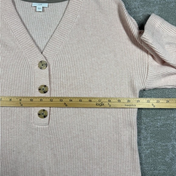 J. Jill Soft Cozy Waffle Knit Button Down Casual Henley Pull Over V-Neck Top L - Picture 3 of 7